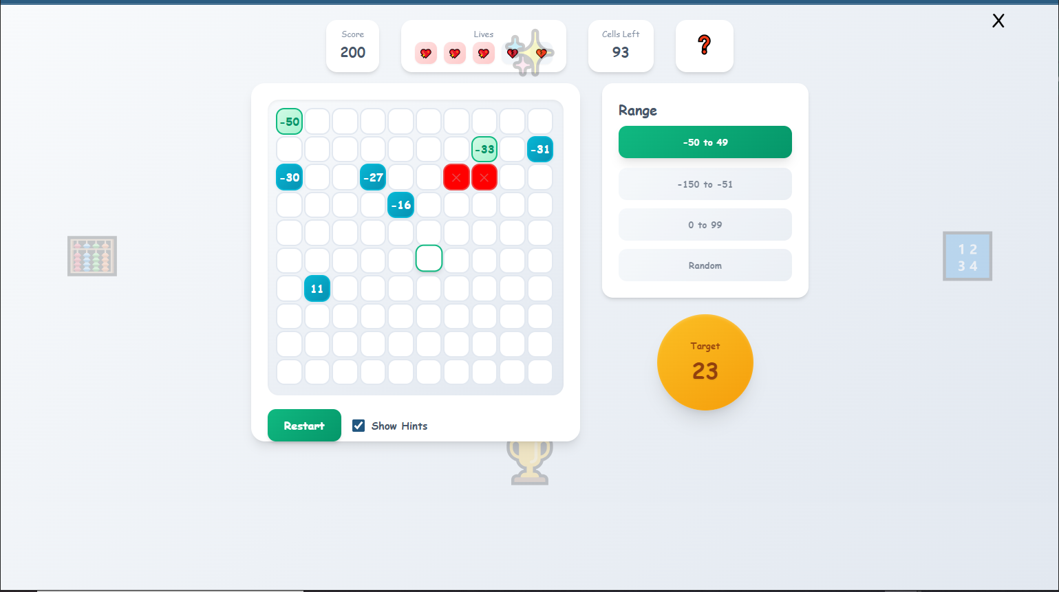 Decimal Game - Integers