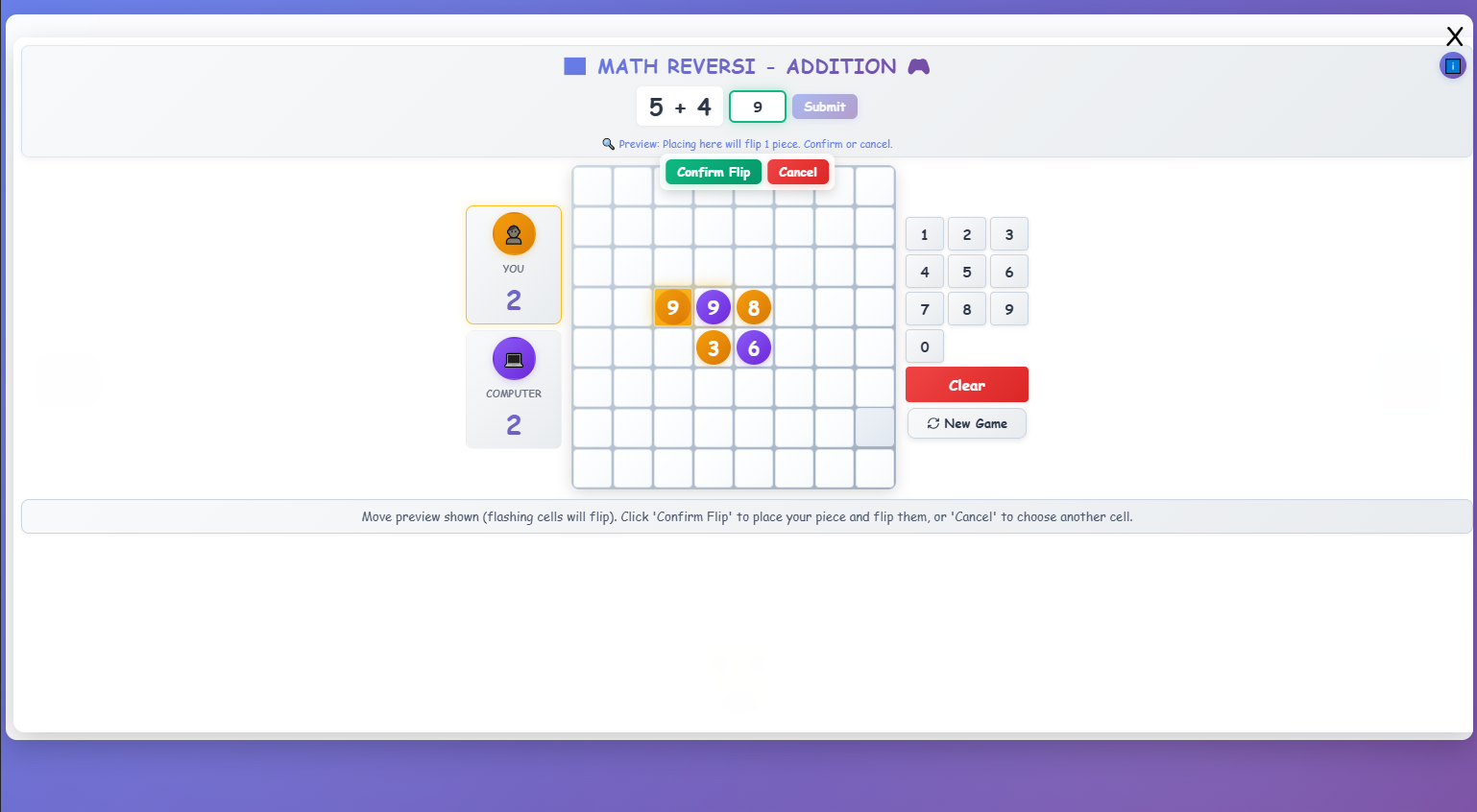 Math Reversi - Addition