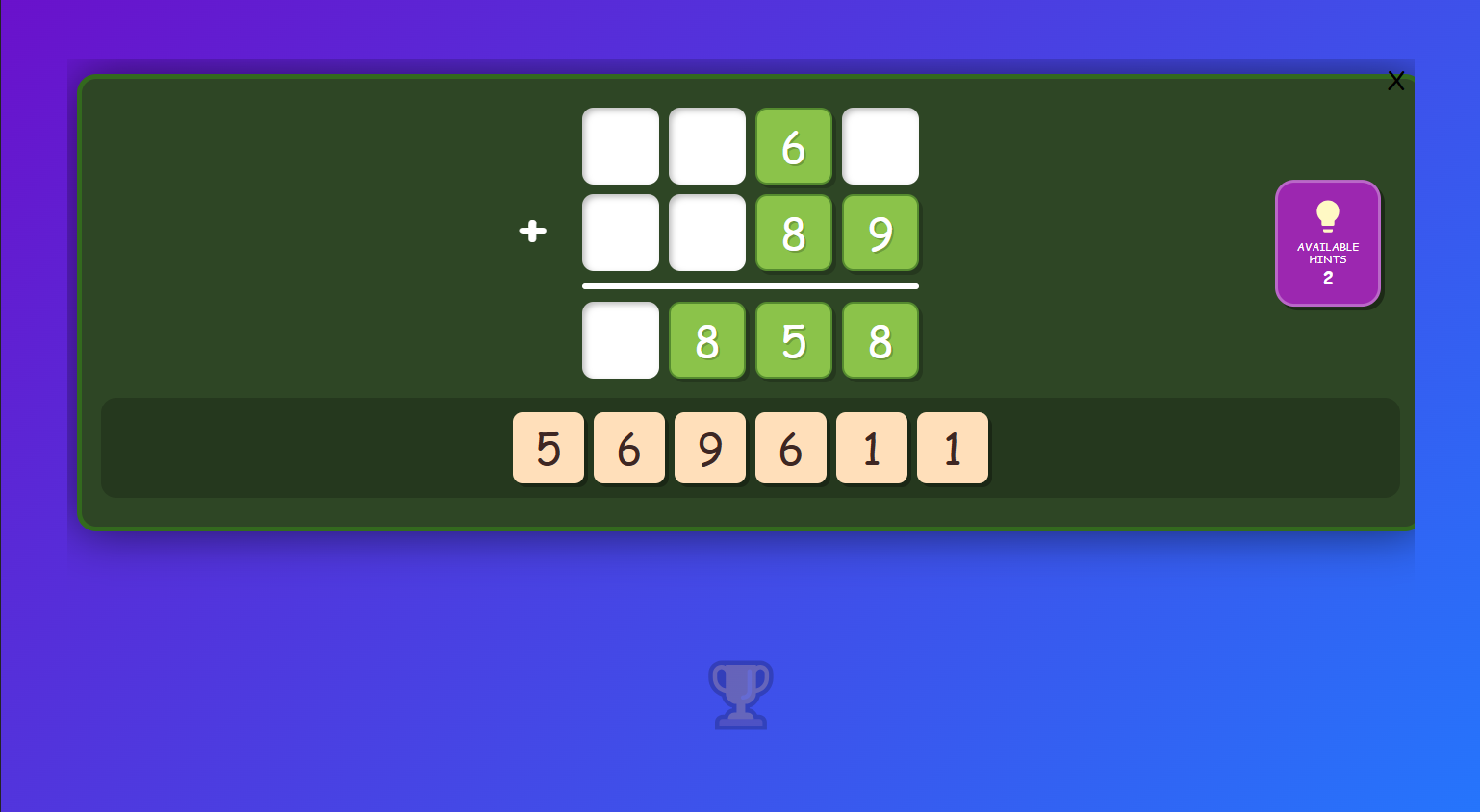 Addition drag Numbers level 4