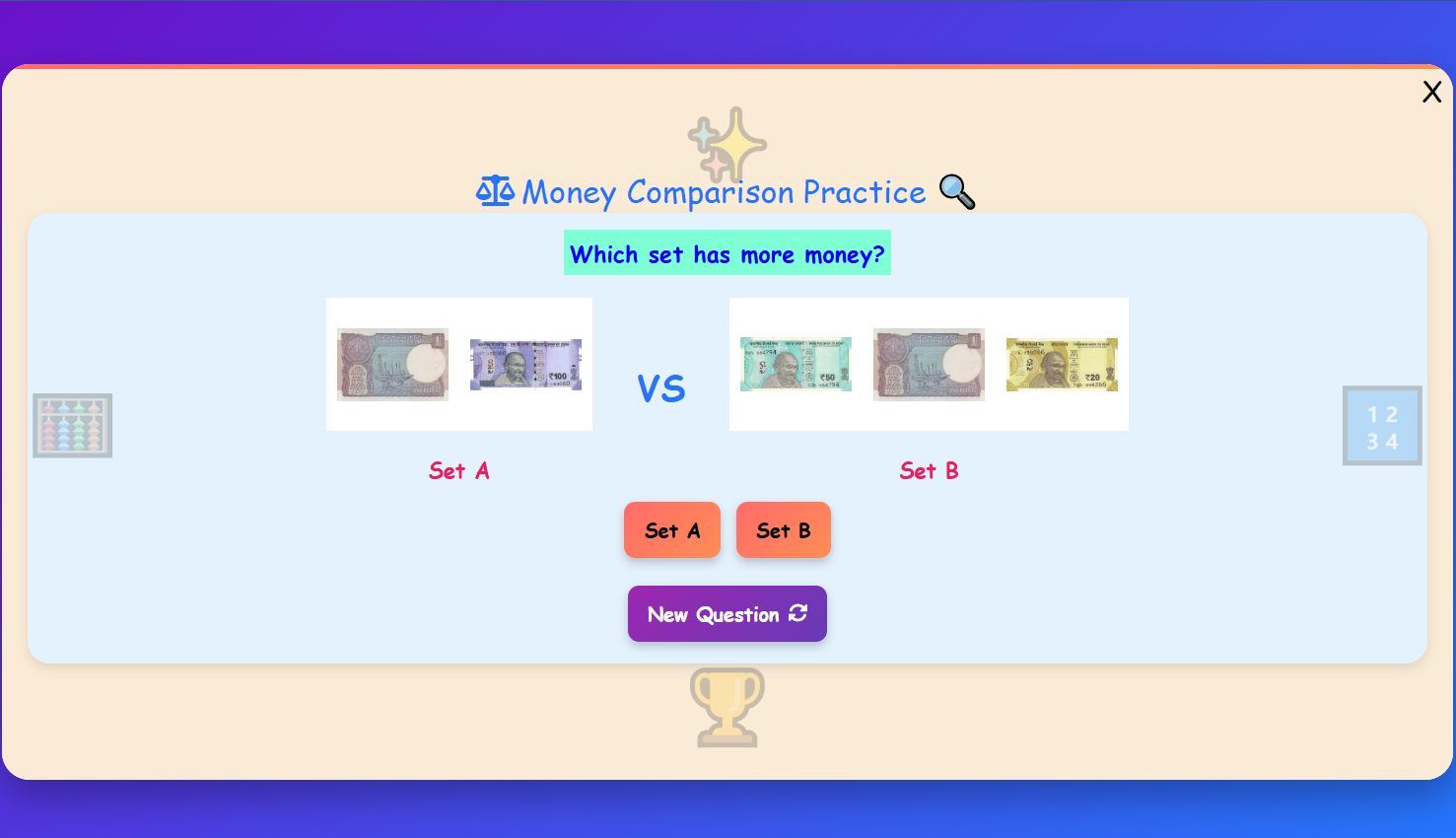 Money Comparison Practice