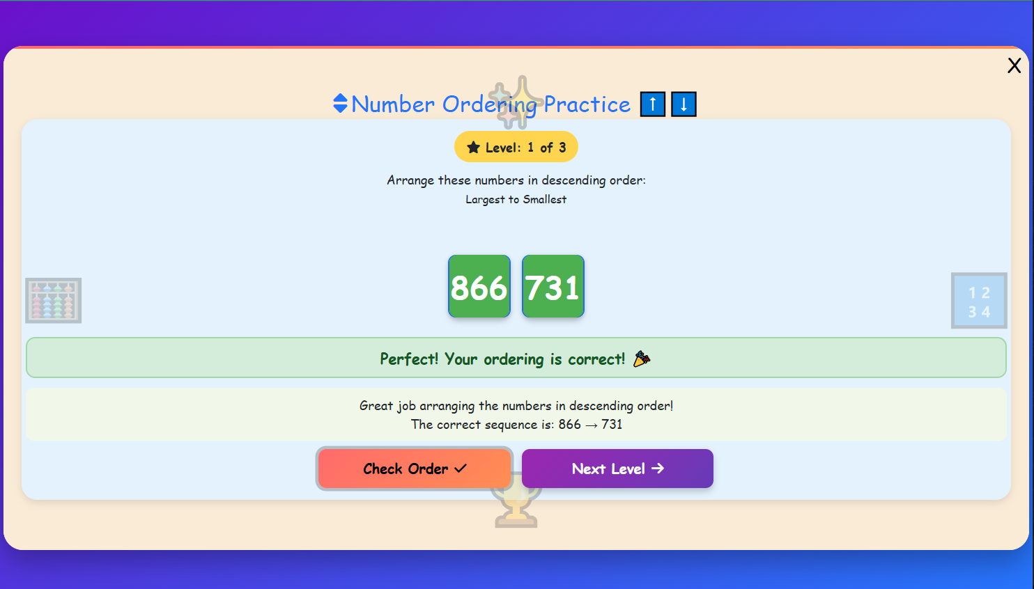 Number Ordering Practice (Remove ?)