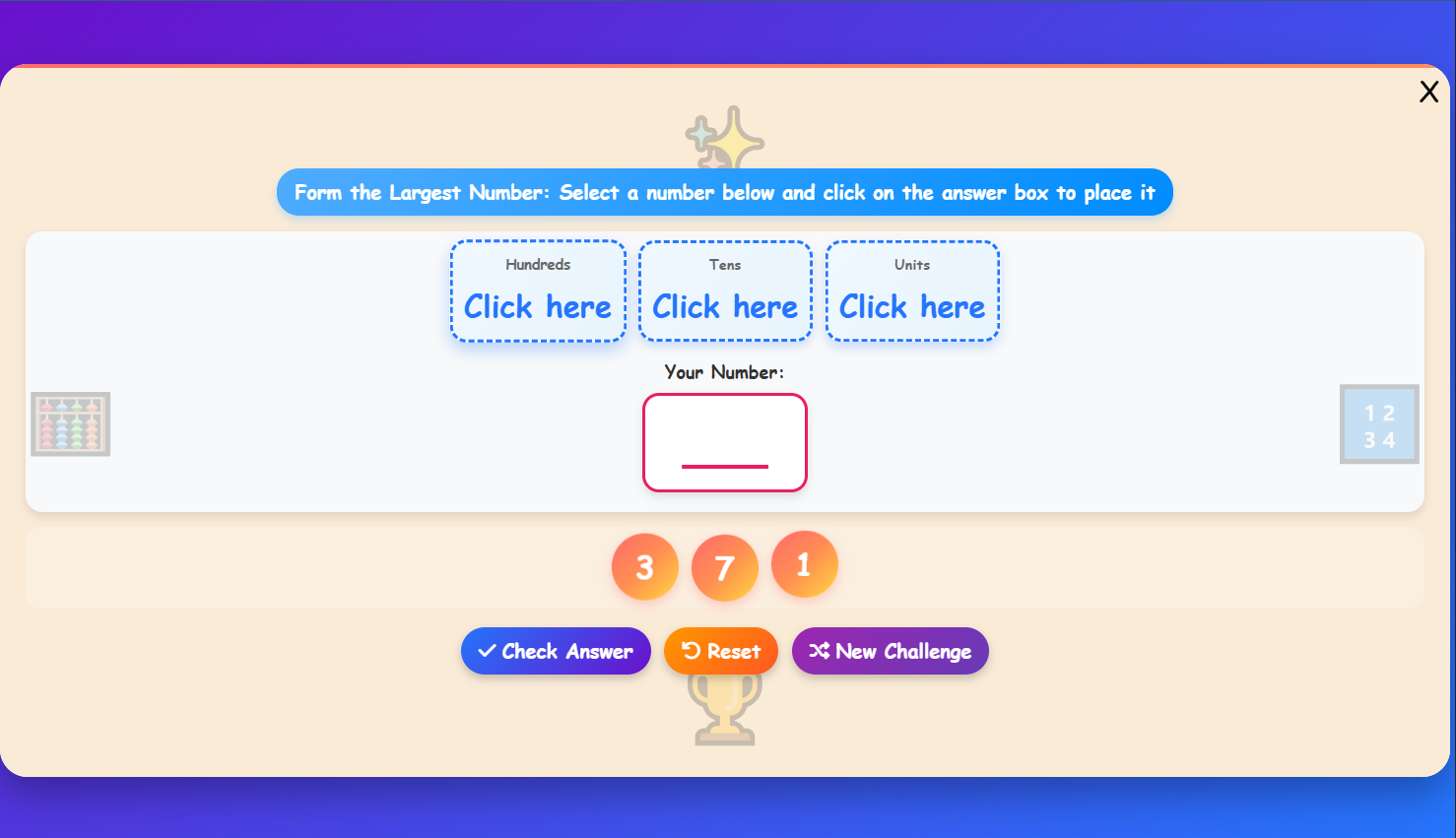 Formation of Numbers Challenge