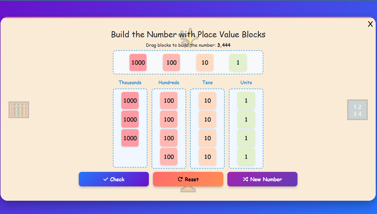 Build the Number with Place Value Blocks