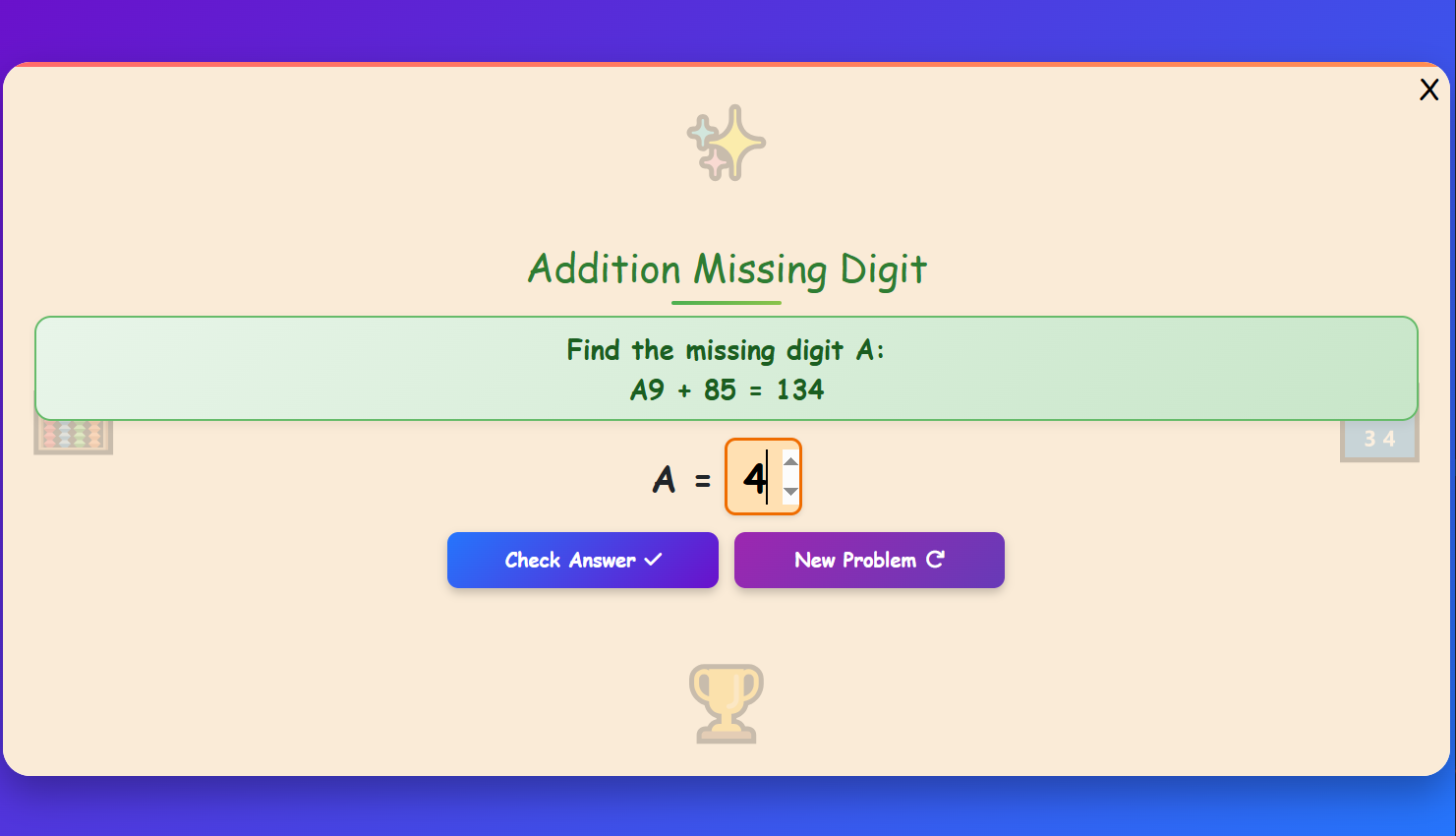 Missing Digits Practice