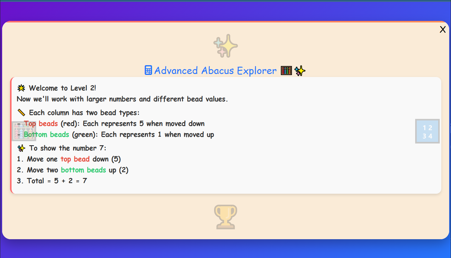 Abacus Recognize Numbers Level-2 Theory