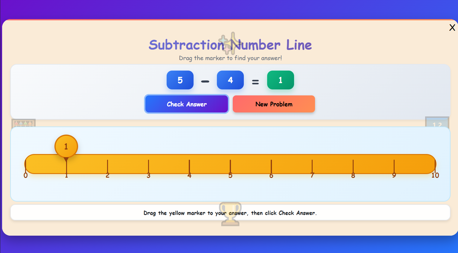 Subtraction using number line