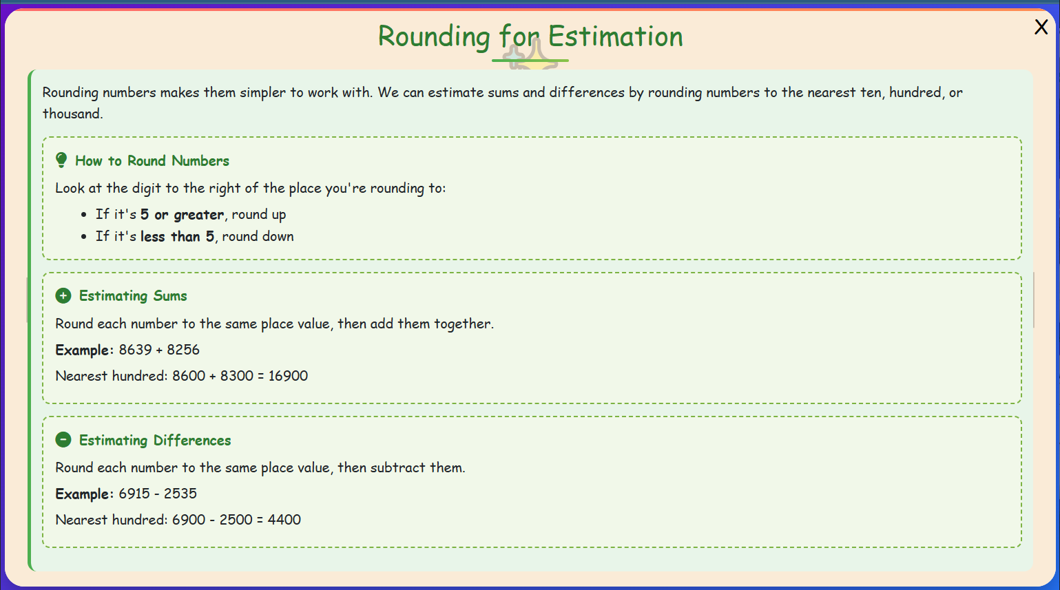 Rounding for Estimation Lesson