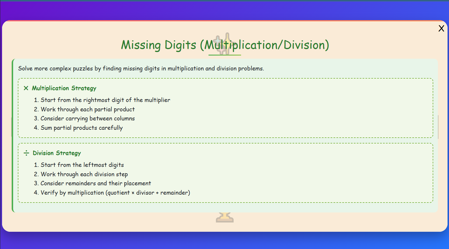Missing Digits Lesson