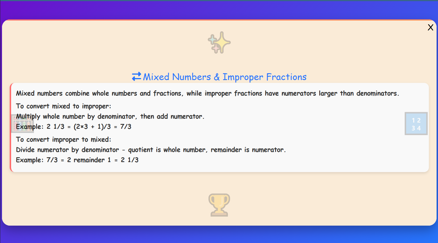 Mixed Numbers & Improper Fractions Lesson