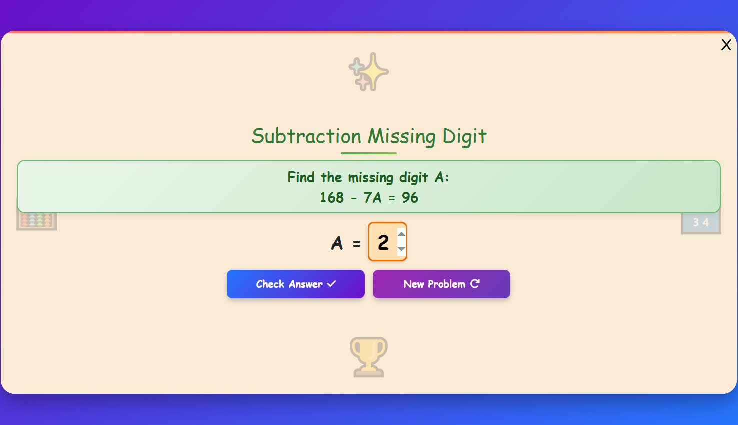 Missing Digits Practice