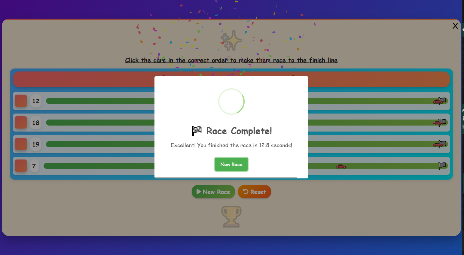Number Race Challenge
