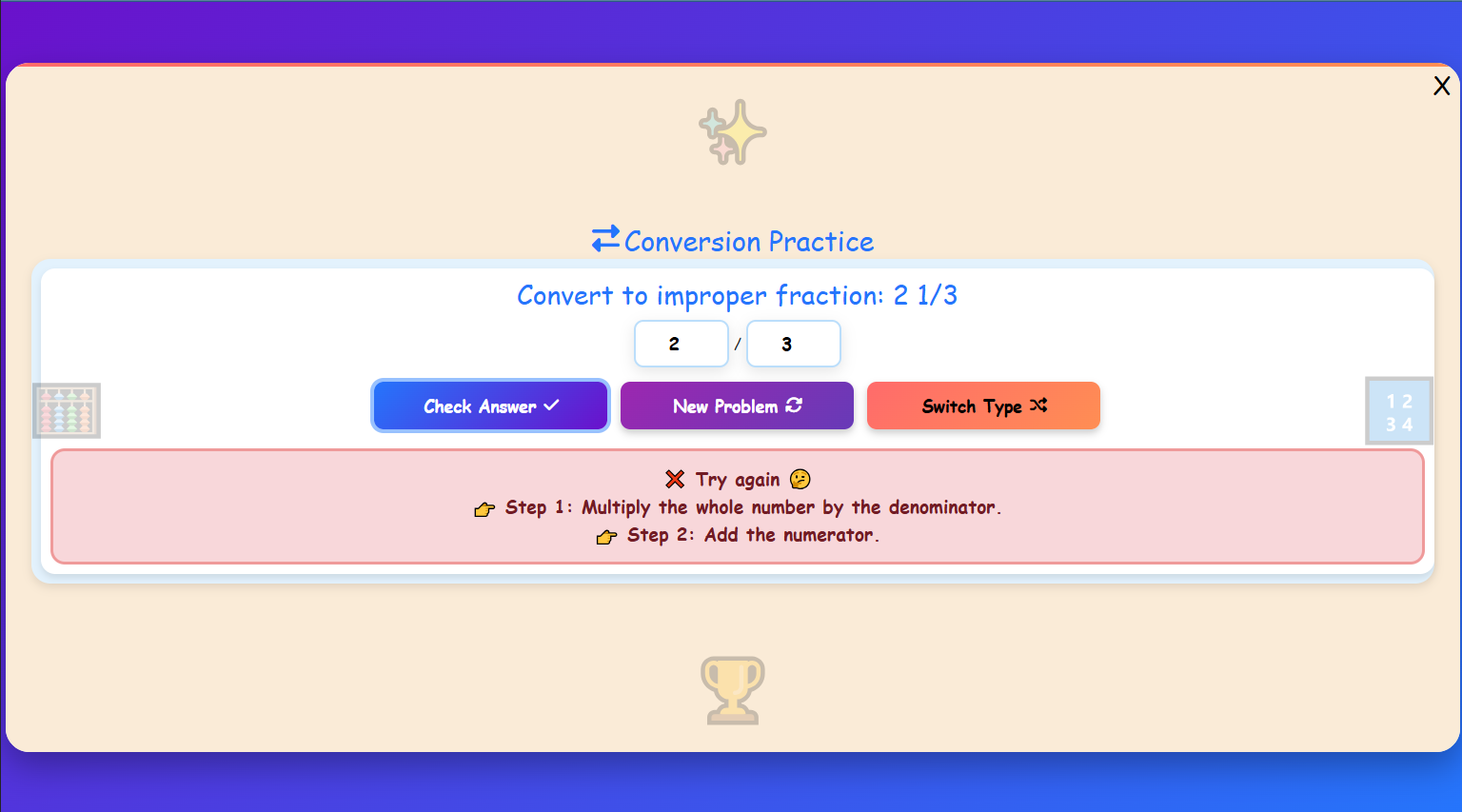 Mixed Numbers & Improper Fractions Practice