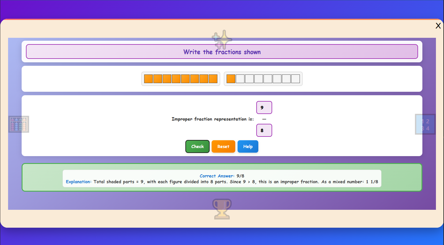 Fraction Identification Game
