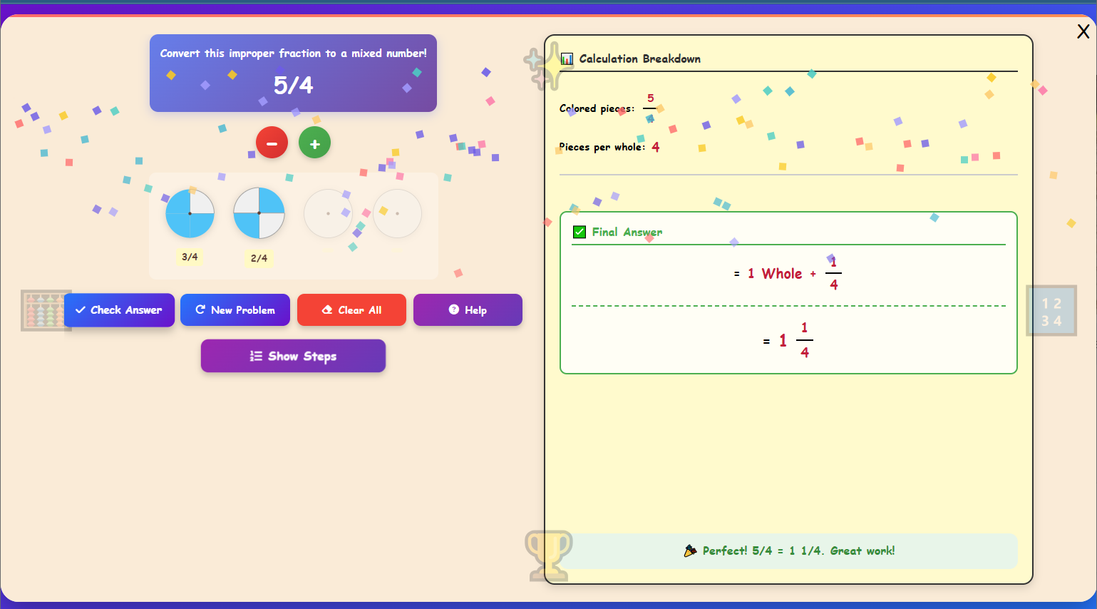 Improper to Mixed Number Converter