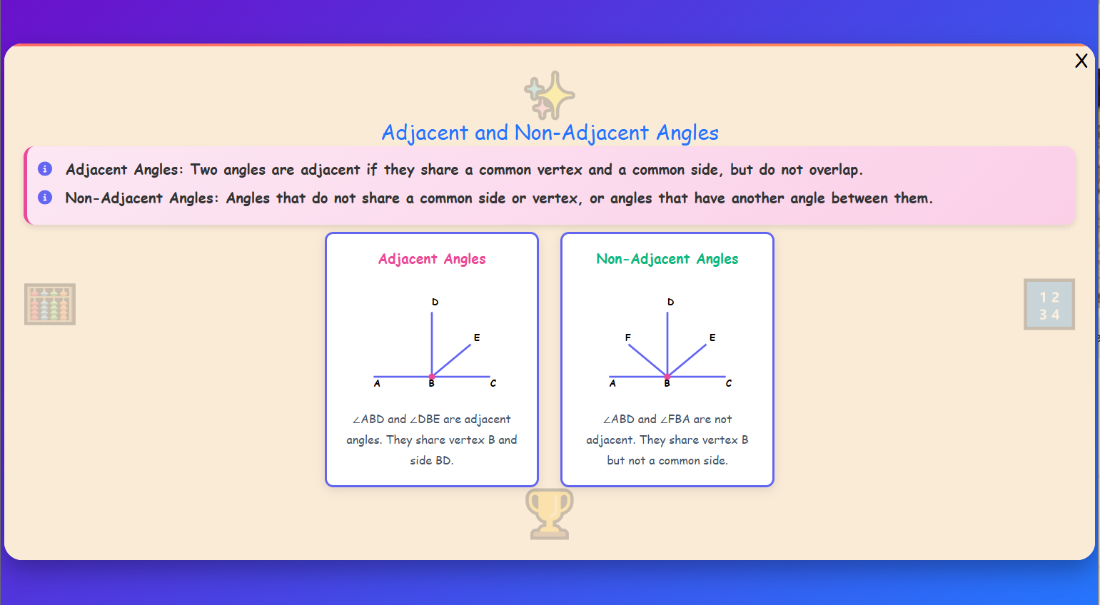 Adjacent and Non-Adjacent Angles