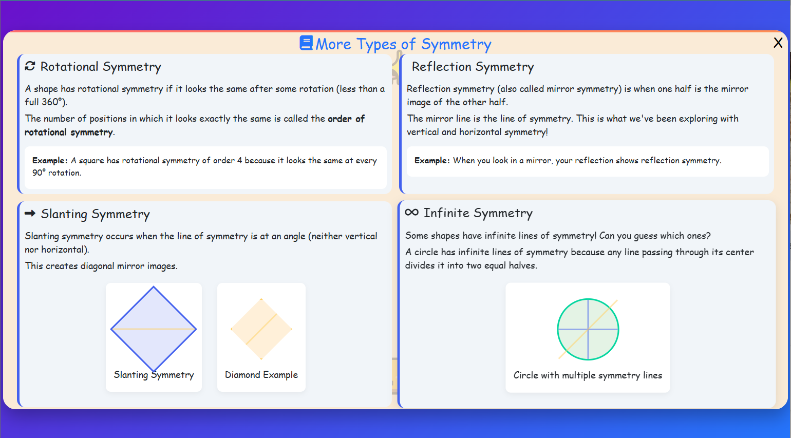 More Types of Symmetry