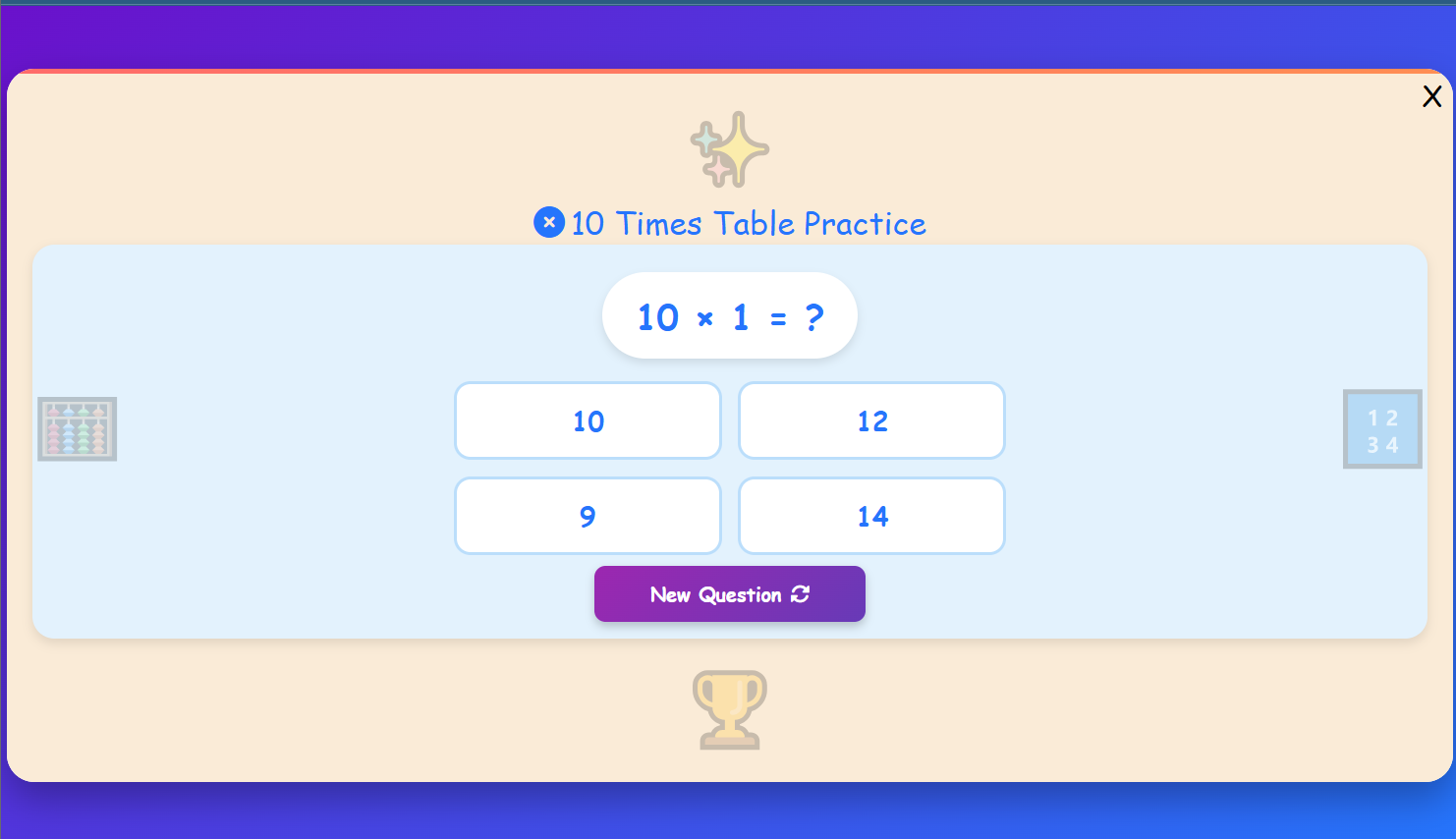 Table of 10 Challenge